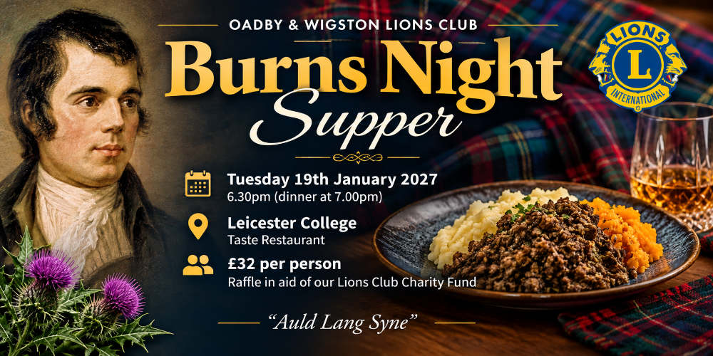 Burns Night Dinner 2027 - Oadby and Wigston Lions Club
